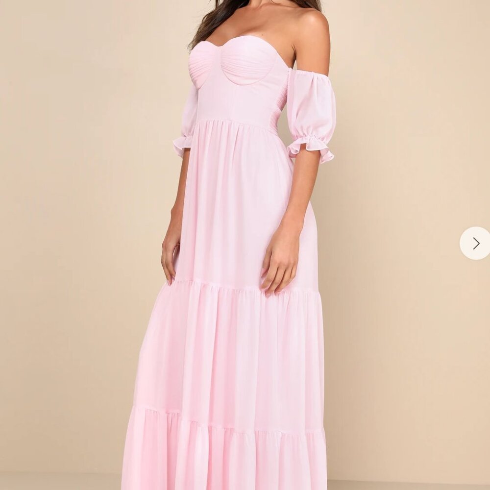 NWT Pink Lulu's Off the Shoulder Dress Size Medium Retail $100